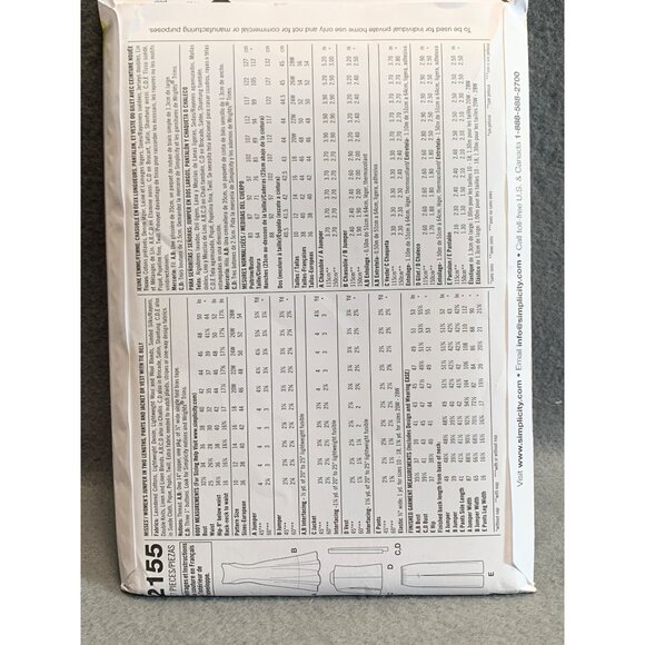 Simplicity Misses Coat Dress Shirt Pant Sewing Pattern sz 10-18 2155 - uncut - Picture 3 of 3